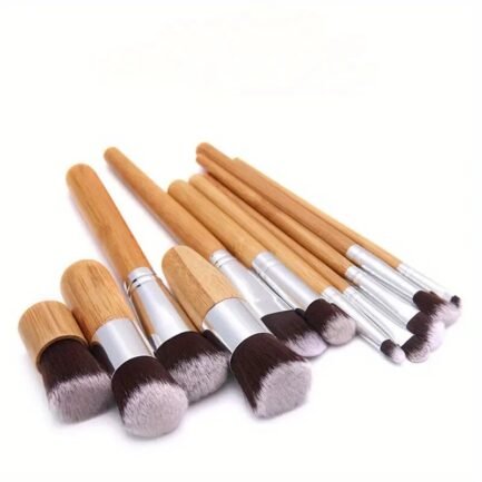 Set de 11 brochas de maquillaje de bambú y cerdas naturales