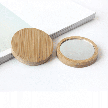 Espejo de Bolsillo Circular de Madera