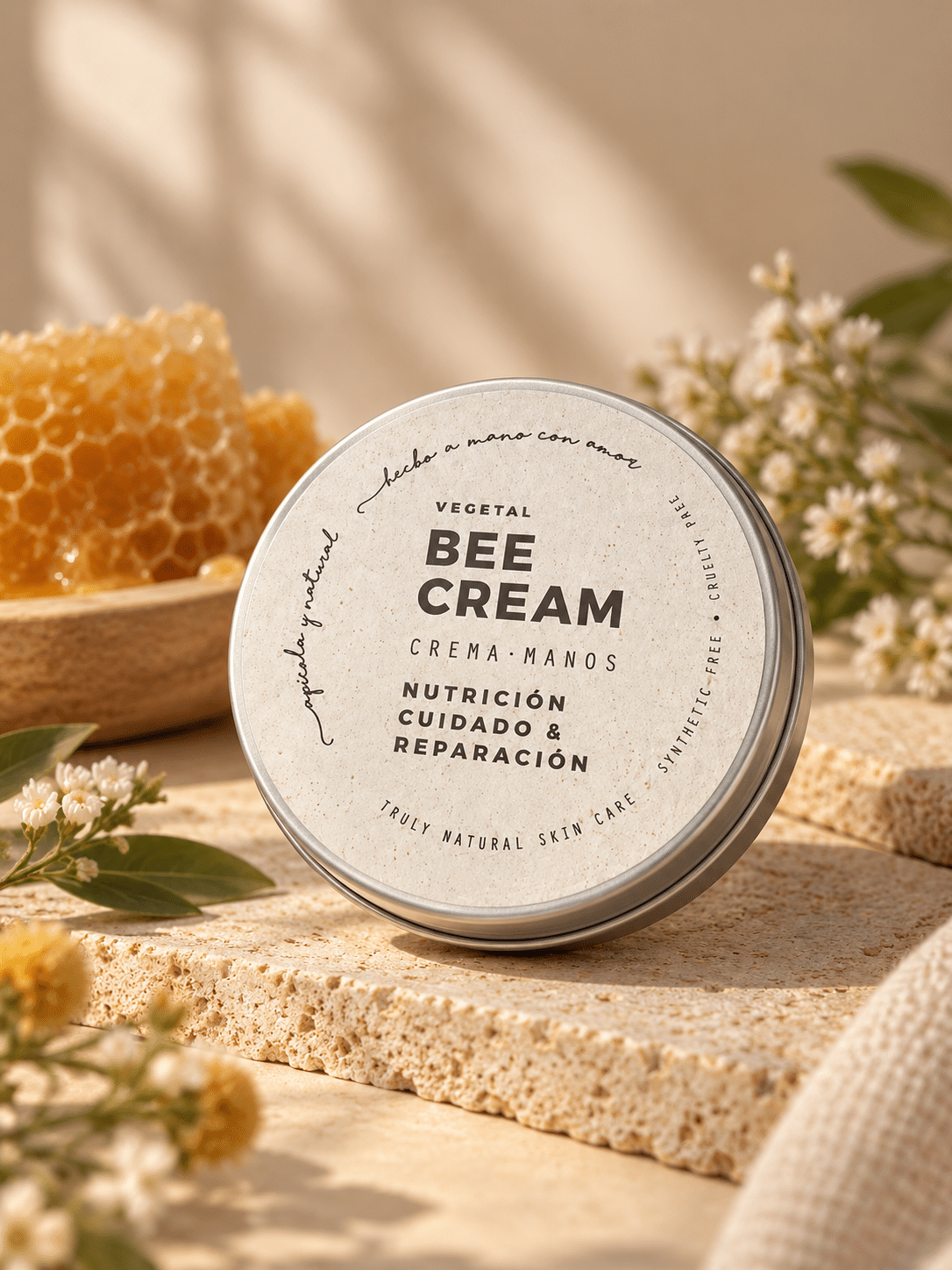 Bee Cream Crema de Manos Vegetal Crema de Manos con Miel y cera de Abejas